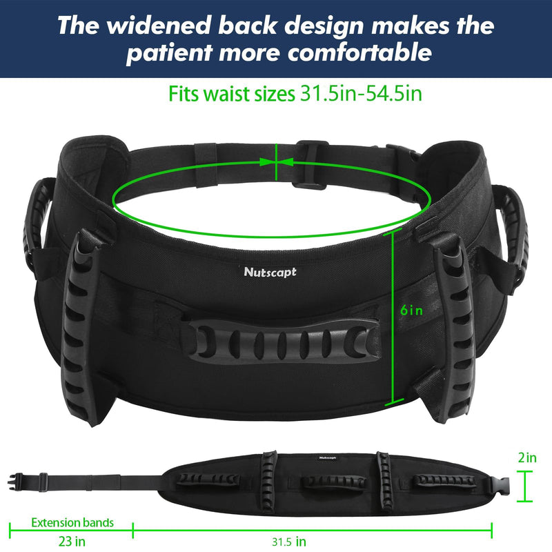 Gait Belt Transfer Belt for Senior with 5 Handles Gait Belts with Quick Release Buckle Transfer Belt for Elderly, Handicap, Physical Therapy (Black) Black