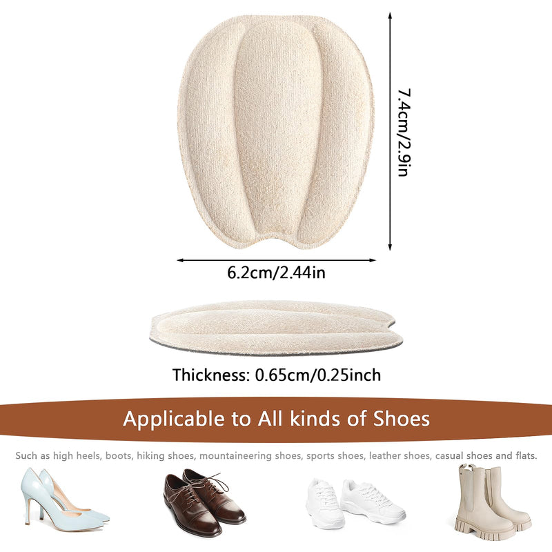[Australia] - Oruola 2 pairs of non-slip tongue pads for loose shoes, heel pads, tongue pads for shoes, non-slip tongue cushion insert for loose shoes, men and women, shoe heel pads (beige) 