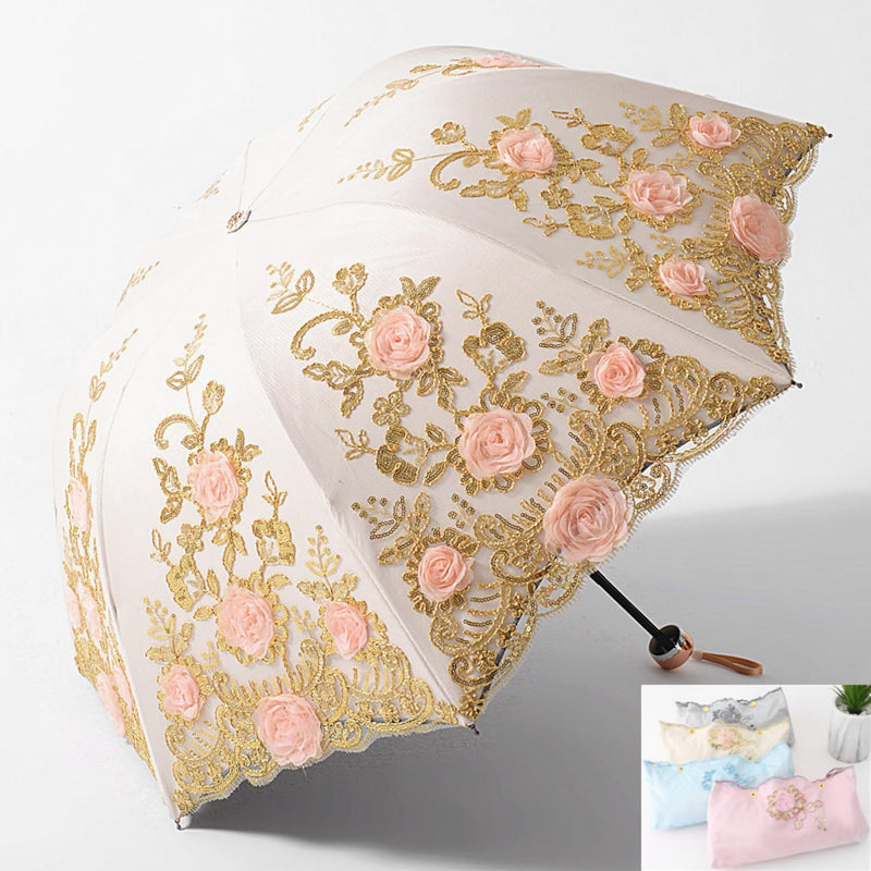 Honeystore Flower Lace Parasols for Wedding Party Lace Bridal Umbrella 59Beige