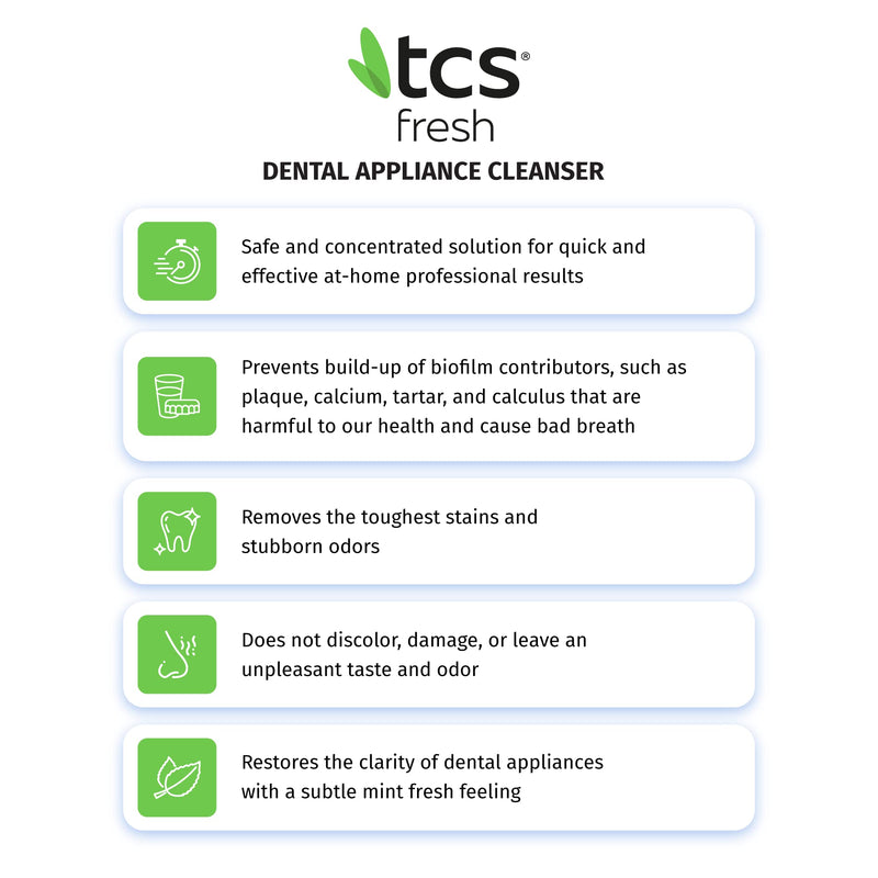 [Australia] - TCS Fresh Dental Appliance Cleaner, 24 Count Professional Strength Concentrated Cleanser Powder - Flexible Partial Cleaner, Denture Cleaner and Dental Night Guard Cleaner, Mint Flavor (6 Month Supply) 