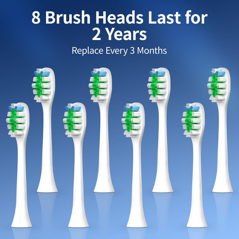 Sonic Vibrating Toothbrush with Pressure Sensor, Rechargeable Tooth Brush with 8 Brush Heads, 3 Modes, 33000VPM, 2-Min Timer, One Charge Lasts for 30 Days, 3D Rounded Soft Bristles, IPX7 Waterproof 946-white