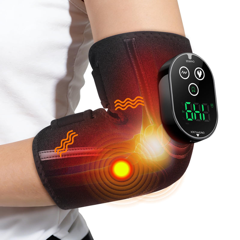 Cordless Elbow Heating Pad for Tendonitis and Tennis Elbow, Elbow Massager for Pain Relief, Rechargeable 3000mAh Battery Heating Pad for Arm, Heated Elbow Brace for Muscle Soreness Joint Pain Relief