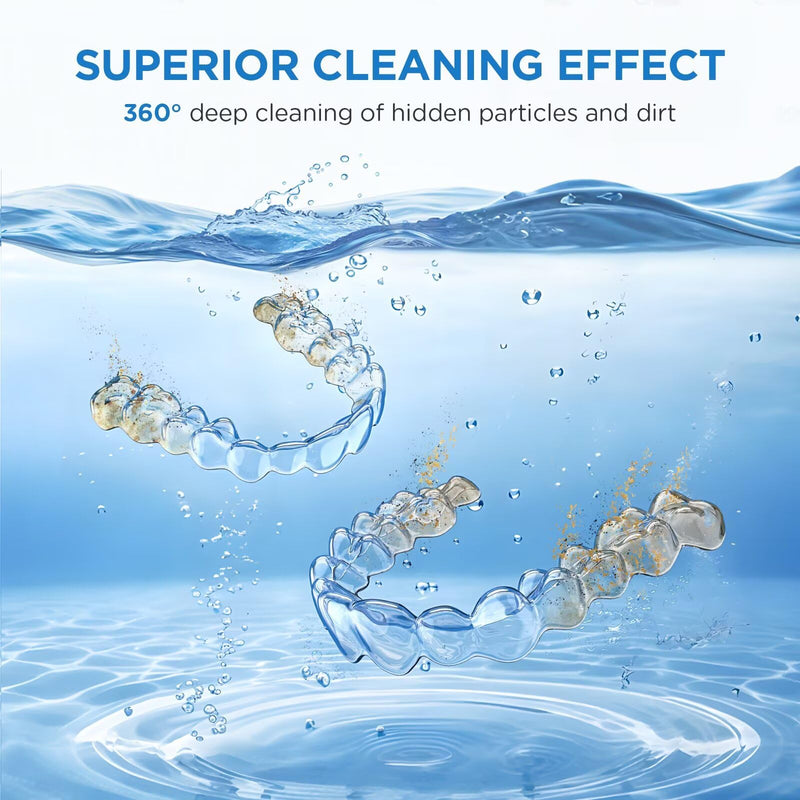 [Australia] - Dental Ultrasonic Retainer Cleaner Machine - Dental Cleaning Pod for Denture, Mouth Guard, Aligner, Night Guard, Braces, Toothbrush Heads, Jewelry, 45kHz Retainer Cleaner with Digital Timer & 200ML White 