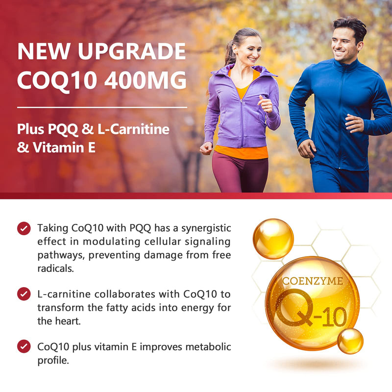 [Australia] - NATURE TARGET CoQ10-400mg with PQQ, Omega-3s & L-Carnitine, High Absorption Coenzyme-Q10 with BioPerine, Supports Heart, Brain, Immune System, Energy Production, 120 Servings 