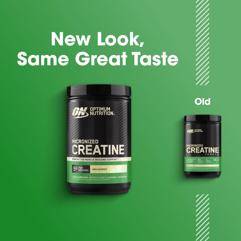 Optimum Nutrition Creatine, Micronized Creatine Monohydrate Powder, Supports Strength & Recovery, Banned Substance Tested, Unflavored, 5 g per Serving, 120 Servings | 5g Micronized Creatine Monohydrate Powder Per Serving, Supports Muscle Strength & Pow...