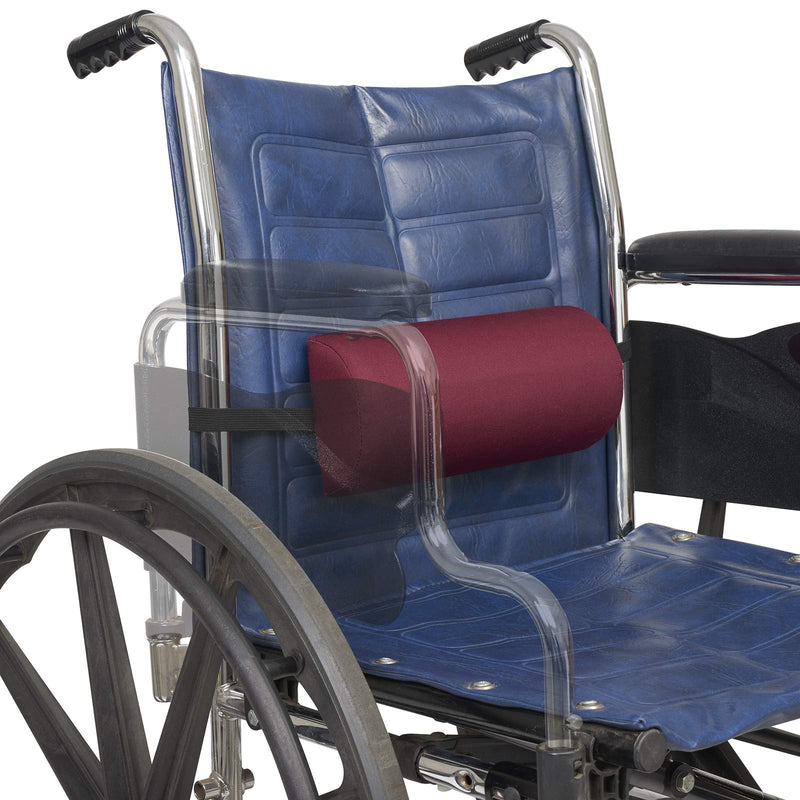 Sammons Preston Half Lumbar Roll with Attachment Strap, D-Shape Low Back Support Cushion, Posture Support Pillow for Spinal Alignment and Curvature, Pain Relief in Head, Neck, Shoulder, Burgundy, 4.5" 4.5"