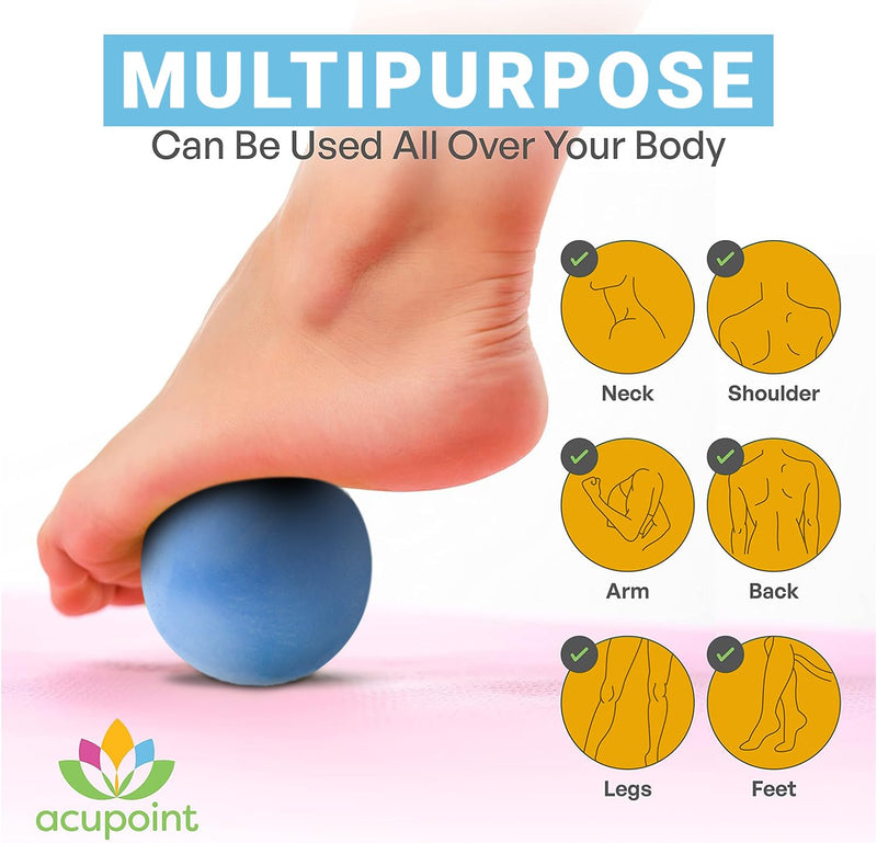 [Australia] - Physical Massage Therapy Ball Set - Ideal for Yoga, Deep Tissue Massage, Trigger Point Therapy and Myofascial Release Physical Therapy Equipment Blue 