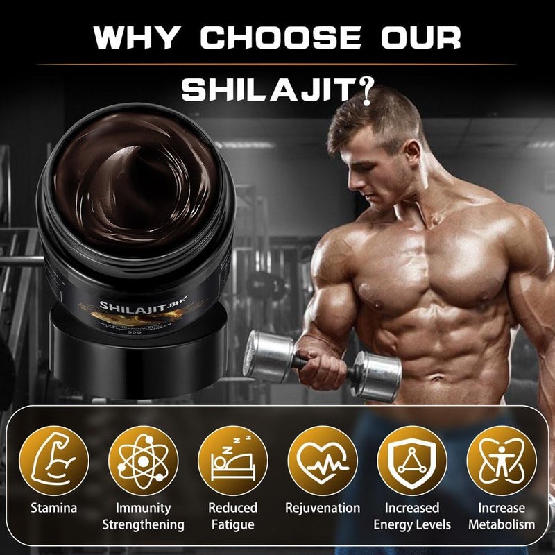 Shilajit Himalayan Organic Resin,Gold Grade Himalayan Shilajit with Fulvic & Humic Acid & 85+ Trace Minerals Complex for Energy, Strength & Immunity for Men & Women (50g, Unflavoured) 1 count (Pack of 1)