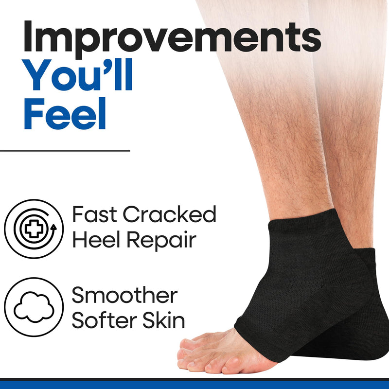 [Australia] - Moisturizing Socks for Men | Cracked Heel Treatment with Aloe Vera | Moisturizer Foot Callus Remover | Aloe Socks for Cracked Heels & Dry Cracked Feet | Lotion Infused Gel Heel Socks (Large - 3 Pairs) Black - 3 Pairs Large 