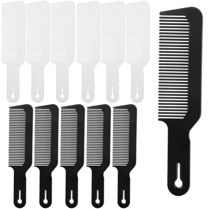 Boao 12 Pieces Barber Combs, Plastic, Clipper Combs for Clipper-cuts and Flattops, Heat Resistant, Anti-static, 9 Inch, Black and White
