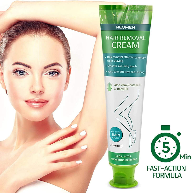 [Australia] - Hair Removal Cream for Men & Women : Painless Depilatory for Sensitive Skin & Intimate Areas, Moisturizing with Aloe Vera & Vitamin E, Safe for Underarms, Bikini, Arms & Legs 
