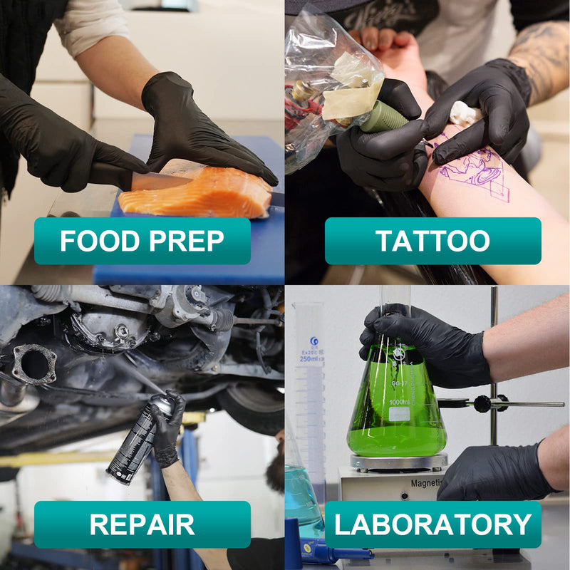 [Australia] - Schneider Black Vinyl Exam Gloves, 4 mil, Disposable Latex-Free Plastic Gloves for Medical, Cooking & Cleaning, 100-ct Box Large (Pack of 100) 