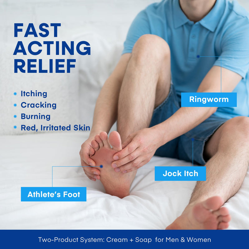 [Australia] - Hermon Clotrimazole Antifungal Treatment Cream & Soap Kit: Antifungal Cream for Athletes Foot, Jock Itch, Ringworm with Anti Fungal Soap - Relieves Itching Burning Cracking - 57g Tube / 113g Bar 