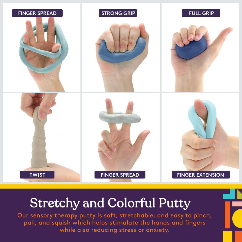 [Australia] - Special Supplies Therapy Putty for Kids and Adults - Resistive Hand Exercise Stress Relief Therapy Putty Kit, Set of 6 Strengths, 3 Ounces of Each Putty - Ocean Colors 