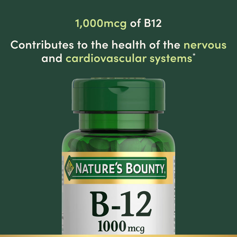 Nature's Bounty Vitamin B12 1000 mcg Supplements, Supports Energy Metabolism, 200 Ct 200 Count (Pack of 1)