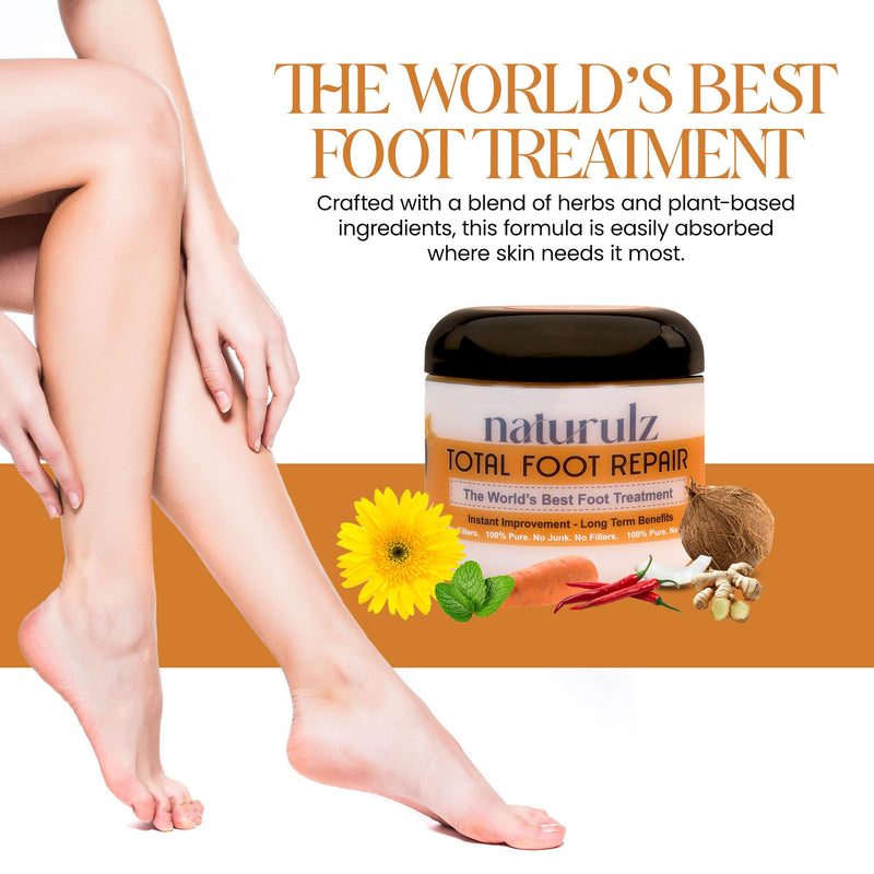 [Australia] - Naturulz Total Foot Repair 4oz – No Junk Foot Cream for Dry, Rough Skin & Cracked Heels, Lightweight & Compact Moisturizer for Feet, Knees, Elbows & Hands, Softens, Repairs & Smooths Cracked Skin 