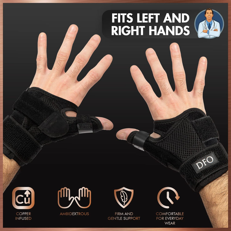 [Australia] - Dr. Frederick's Original Reversible Copper Infused Wrist Thumb Brace - 1 Brace - Spica Splint for De Quervain’s Tendonitis, Arthritis, CMC, Pain Relief - Left or Right Hand - Fits Men and Women 
