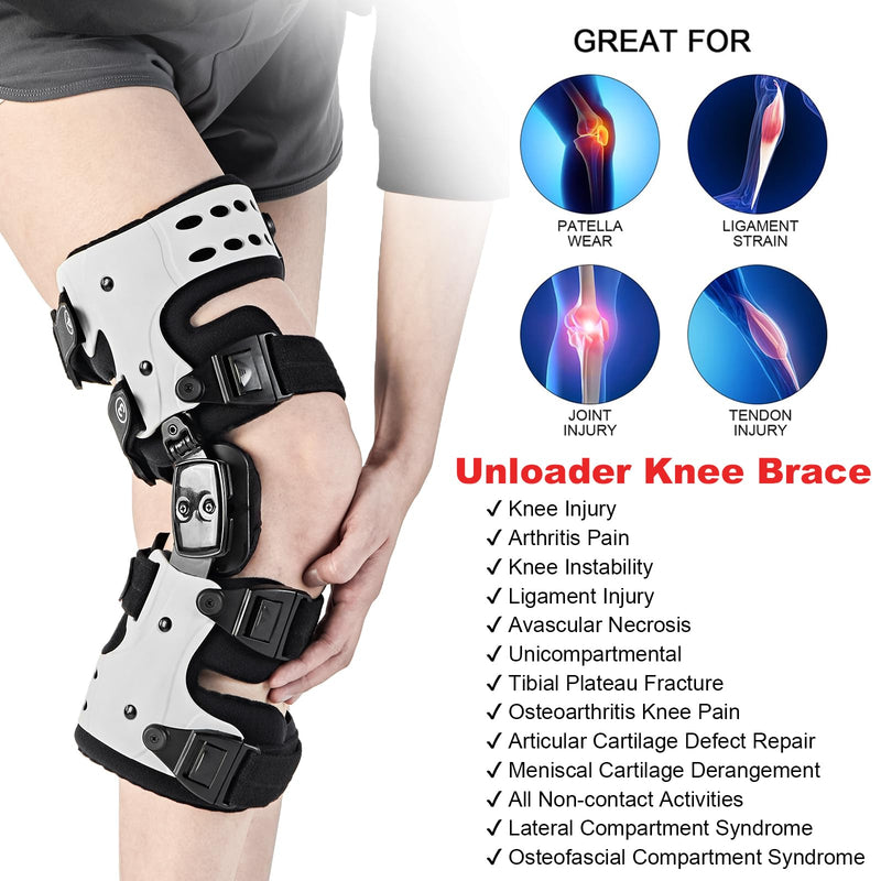 [Australia] - OA Unloader Knee Brace - Arthritis Pain Relief, Osteoarthritis, Bone on Bone Knee Joint Pain, Cartilage Defect Repair, Avascular Necrosis Hinged, Degeneration (White Right) White-Right 