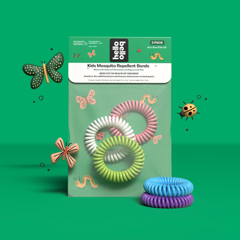 [Australia] - Hello Bello Kids Mosquito Repellent Bracelets, Made with Natural Citronella and Peppermint Oils, 5ct Bag 