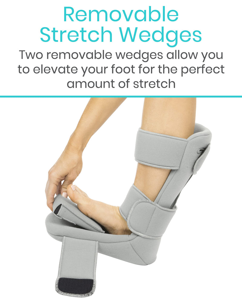 [Australia] - Vive Plantar Fasciitis Night Splint Plus Trigger Point Stretch Wedges - Soft Leg Brace Support, Orthopedic Sleeping Immobilizer Stretch Boot (Large: Men's: 8.5-11, Women's: 10-12) Gray Large 