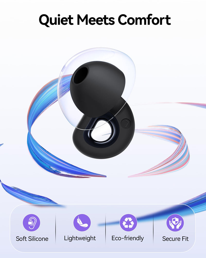 [Australia] - Ear Plugs for Sleeping, 50dB Noise Cancelling Ear Plug with 7 Pairs of Dual Single Layer Tips Reusable Ear Plugs for Noise Reduction, Soft Silicone Earplug for Concert, Snoring, Motorcycle Black 