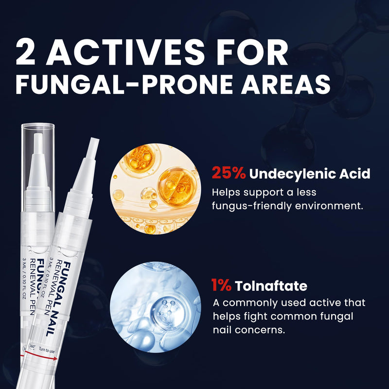 Toenail Fungus Pen: 25% Undecylenic Acid & 1% Tolnaftate for Clear Nails | EXTRA STRENGTH / DUAL-POWER / COMPLETE KIT