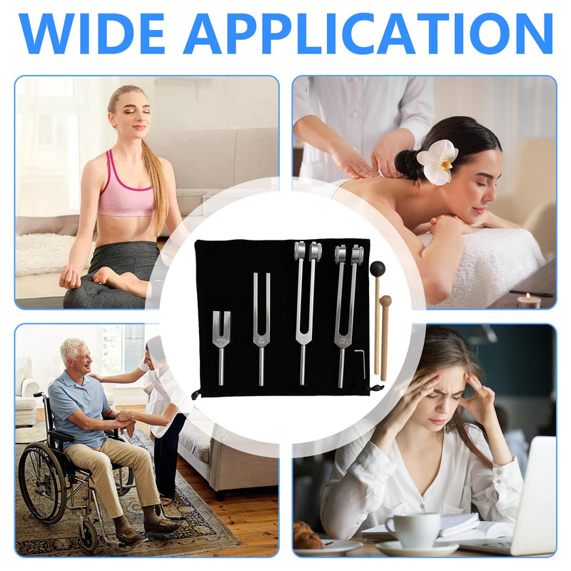 [Australia] - Tuning Fork, 4 Piece Tuning Fork Set Tuning Fork Therapy Tuning Fork 128 Hz Tuning Fork for Healing Tuning Fork Medicine for Sound Therapy and Meditation (128 Hz/136.1 Hz/528 Hz/4096 Hz) 