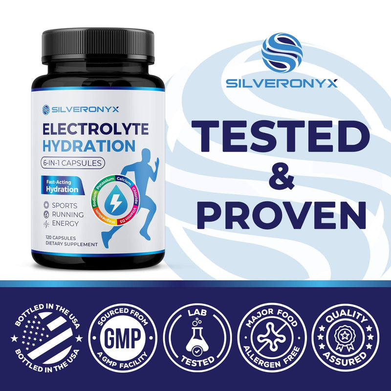 Electrolytes Supplement - Sugar Free, Advanced Hydration Complex with Sodium Chloride, Magnesium, Potassium, Calcium, Vitamin D3 - Best Hydrating Mineral Salt Pills - Vegan & Keto - 120 Capsules 120 Count (Pack of 1)