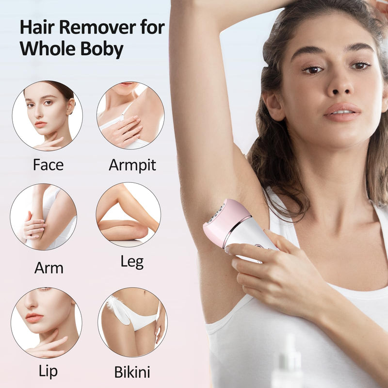 [Australia] - Epilator for Women, 6 in 1 Hair Removal Epilator, Shaver, Face Razor, Facial Brush, Face Massage and Body Exfoliator,IPX7 Waterproof Rechargeable Hair Removal for Women (Pink) Pink 