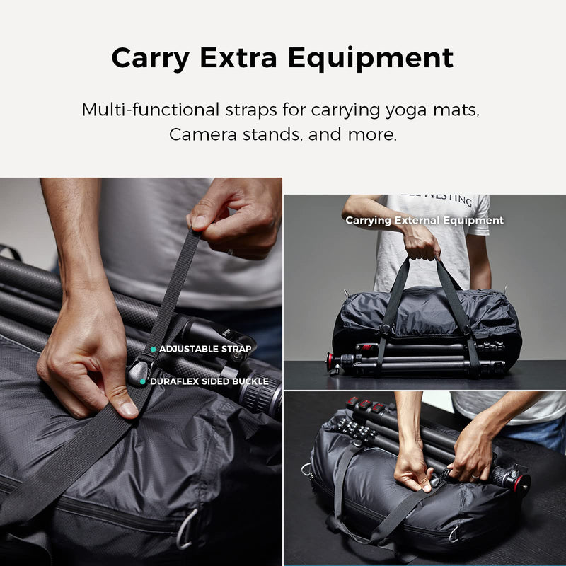 Bee Nesting 30L Ultralight Packable Duffel Bag - 2-in-1 Convertible Crossbody Pouch, Waterproof Cordura Travel Gym Bag with YKK Zippers & Reflective Trim for Men Women, Black (Black, 30L)