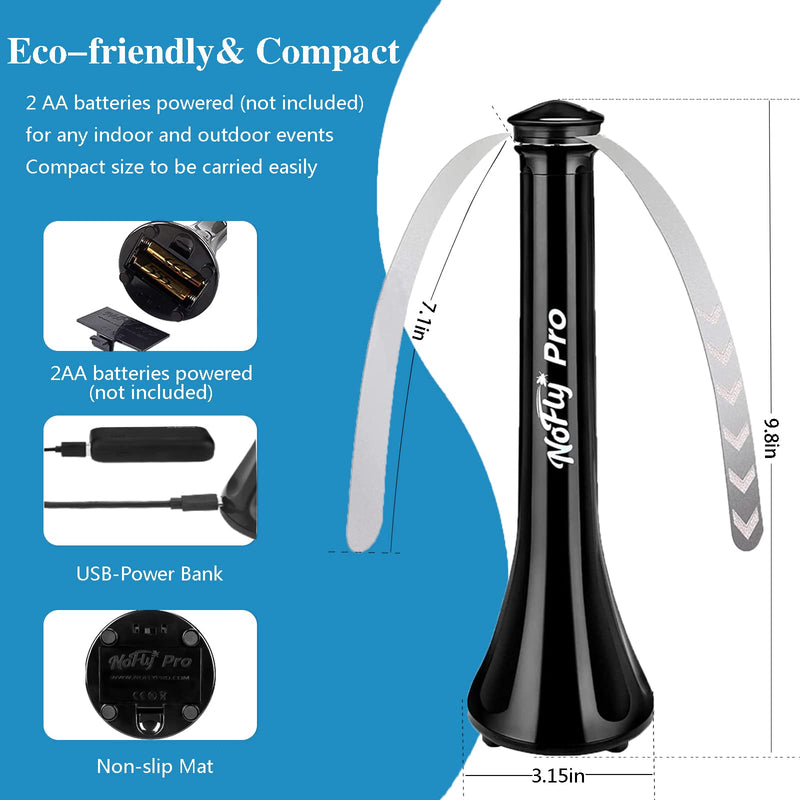 [Australia] - Nofly Pro Fly Fans for Tables 4 Pack for Outdoor or Indoors USB or Batteries Powered Fly Repellent Swatter Fan, Shoo Away Fly Bug Fan for Picnic, BBQ, Party, Events(Black-2Pack) 2 pack Black 