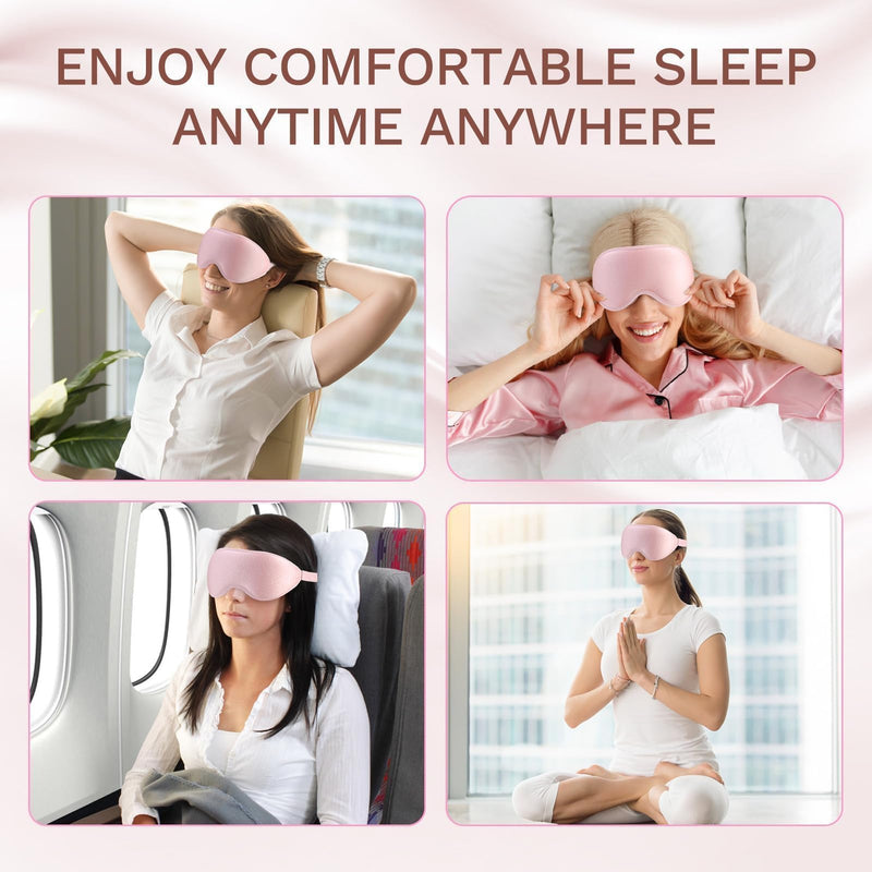 [Australia] - FlyCoco 99% Fully Block Out Light Eye Sleep Mask, 3D Deep Contoured Eyes Cover Zero Pressure, Long Lash Extension Eyes Mask with Adjustable Straps for Sleeping Travel Home Nap Rest Women Men (Pink) Pink 