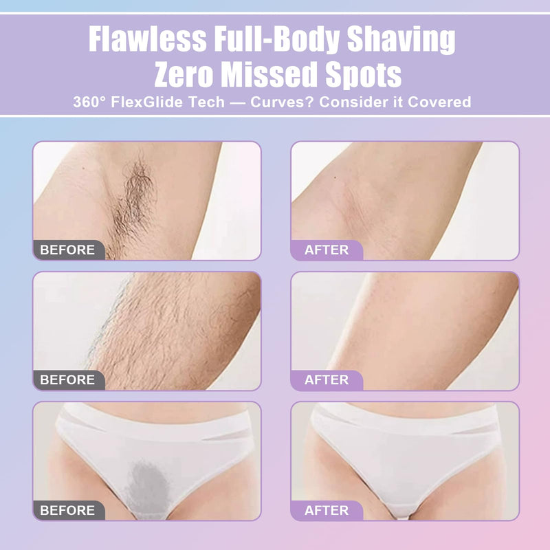 Bikini Trimmer for Women, Electric Razor and Dual Head Shaver for Women, 2-in-1 Waterproof Painless Trimmer & Shaver for Bikini Area, Face, Legs and Body, Sensitive Skin Safe