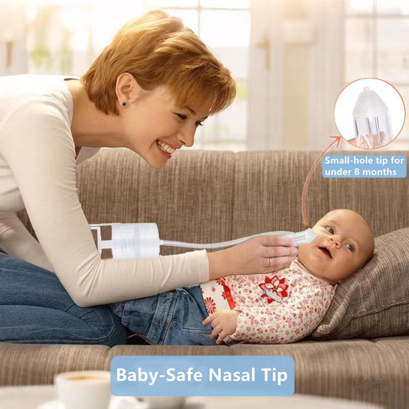 [Australia] - Nasal Aspirator for Baby, Baby Nose Sucker, Booger Sucker with Hand Pump and Non-Invasive Tip to Clear Clogged Passages and Boogers (Translucent White, Standard) Translucent White 