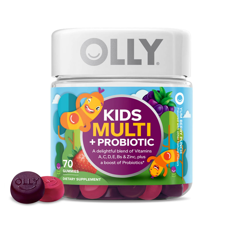 OLLY Kids Multivitamin + Probiotic Gummy & Probiotic + Prebiotic Gummy 70 Count (Pack of 1)