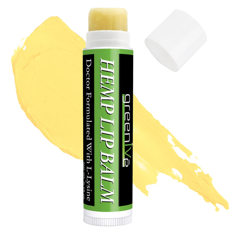 GreenIVe Hemp Lip Balm Vegan Hemp Seed Oil Omegas 3 6 Vitamin E L-Lysine Hydrating Handcrafted Natural Lip Care Chap Stick Moisturizing Balm for Dry Lips Cracked Lips Sensitive Lips (1) 1