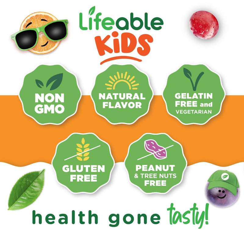 Lifeable Kids Multivitamin Gummies | Great Tasting Multivitamin for Kids | with Vitamins A, C, D, E, B6, B12, Zinc, Biotin, Folic Acid, Iodine, Niacin | for Overall Body Health | 90 Gummies