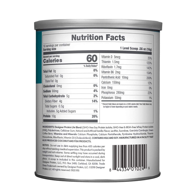 [Australia] - Designer Wellness, Designer Lite, Low Calorie Natural Protein, Prebiotic Fiber, Key Vitamins & Minerals, Vanilla Cupcake, 9.03 Ounces 9.03 Ounce (Pack of 1) 