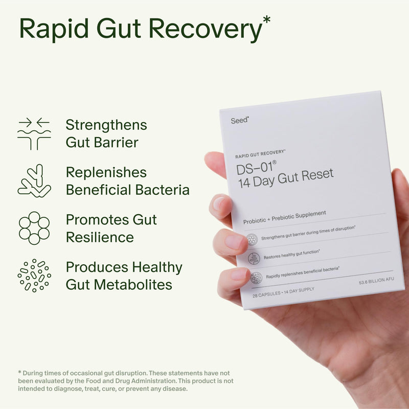 [Australia] - Seed 14 Day Gut Reset - Prebiotic and Probiotic for Women & Men - Digestive Health, Gut Health, Rapid Gut Recovery, Bloating & Constipation Relief - Vegan & Shelf-Stable - 28 Capsules (14-Day Supply) 