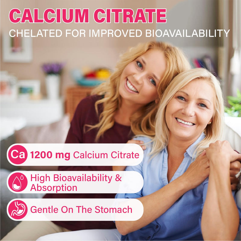 Calcium Citrate Gummies 1200 mg for Adults - Ultimate Absorption Calcium | Easy to Digest, Vegan, Non-GMO, Gluten Free - Calcium Supplement for Women & Men - Natural Strawberry Flavor, 60 Gummies 60 Count (Pack of 1)