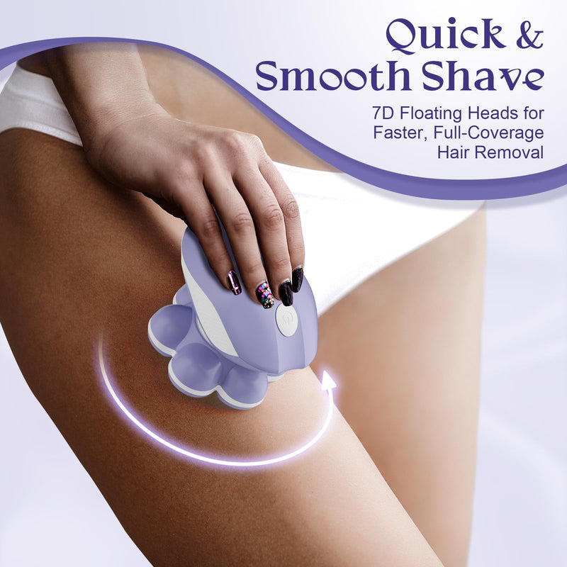 [Australia] - 7D Electric Razor for Women: Fast & Painless Full-Body Shaver for Legs & Face – Waterproof Hair Remover with Light & Travel Cover – Wet/Dry Use, Smooth Close Shave, Birthday Mother’s Gift 