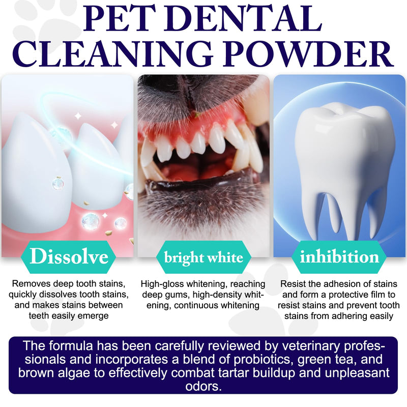 Dog Dental Powder - Dog Teeth Cleaning Powder - Dog Dental Care - Targets Tartar & Reduces Plaque & Bad Breath - Teeth Cleaning Made Easy Eliminate - Formulated for Small, Medium, Large Dogs - PawsPlanet Australia