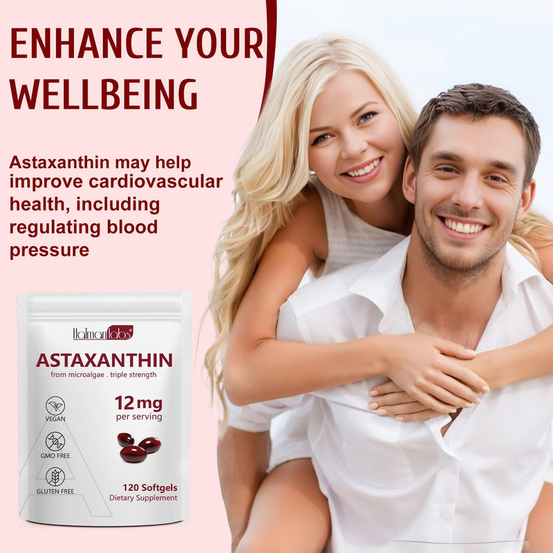 [Australia] - Astaxanthin 12mg - 120 Softgels - 4 Month Supply - Organic Astaxanthin Antioxidant Supplements Supports Eye, Joint, Internal Circulation and Skin Health - Non-GMO 