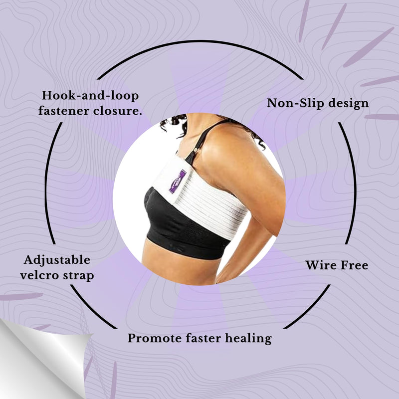 [Australia] - ContourMD Breast Band Post Augmentation ‚Äì Breast Binder for Women, Chest Compression Wrap, Post Surgery Breast Implant Stabilizer Band, Breast Augmentation Post Op Essentials ‚Äì Style S122 ‚Äì White 