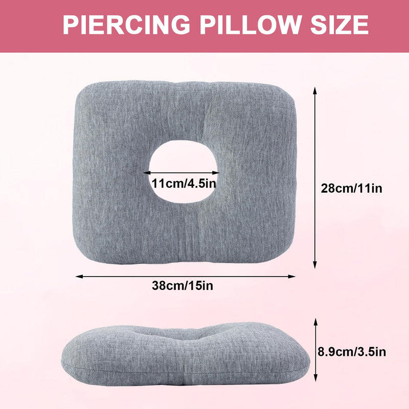 [Australia] - Piercing Pillow for Side Sleepers, Ear Pillow for Piercing, Donut Pillow for Ear Pain, Earring Inflammation Pressure Sores, CNH, Earring Pillow with Hole（Gray 