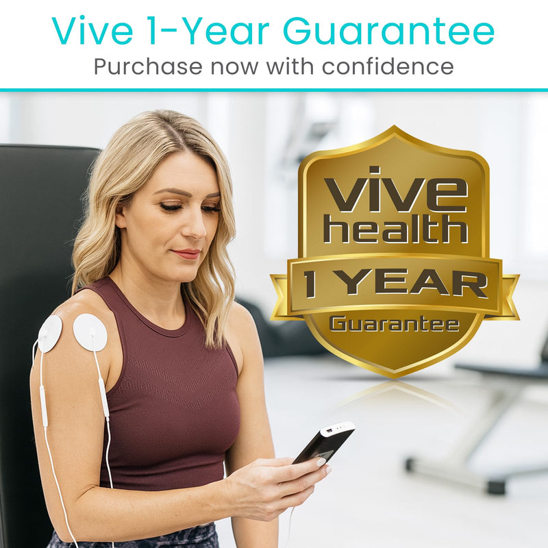 Vive Tens Unit Muscle Stimulator- Stim Machine with Self Sticking | Electrodes Pads, Massager for Upper & Lower Back, Sciatica, Neck Pain Relief, Electric Shock Therapy for Muscles & Pain Black