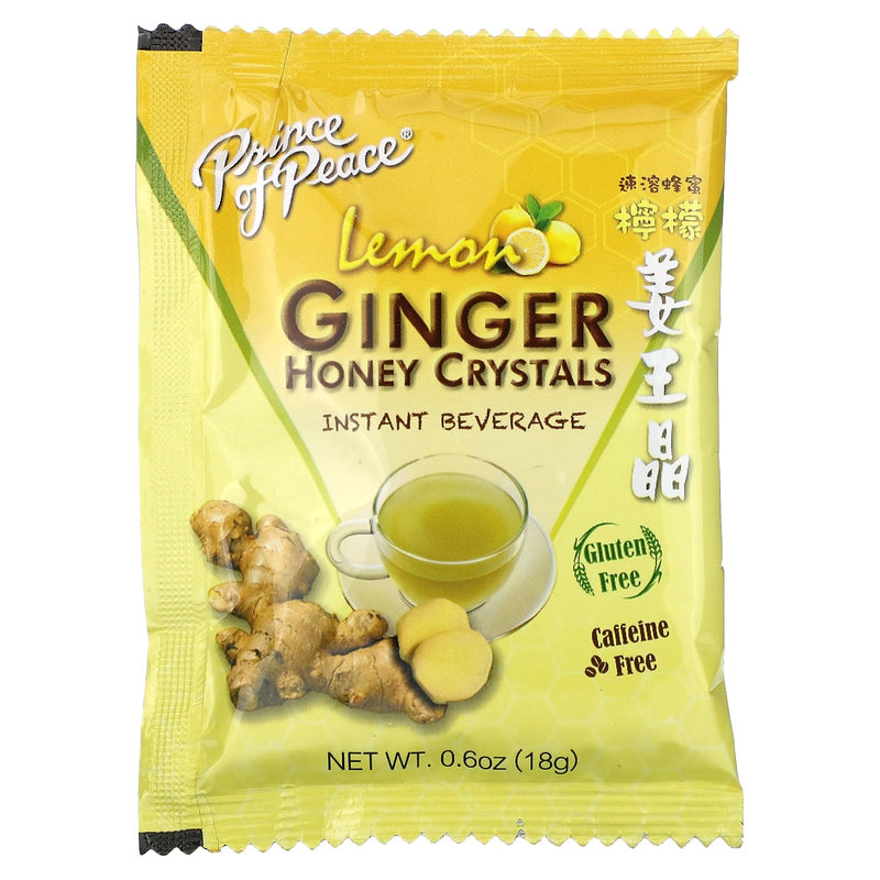 [Australia] - Prince of Peace Instant Natural Lemon Ginger Honey Crystals, 10 Sachets ‚Äì Instant Hot or Cold Beverage for Nausea Relief and Soothes Throat ‚Äì Easy to Brew Ginger and Honey Crystals 10 Count (Pack of 1) 