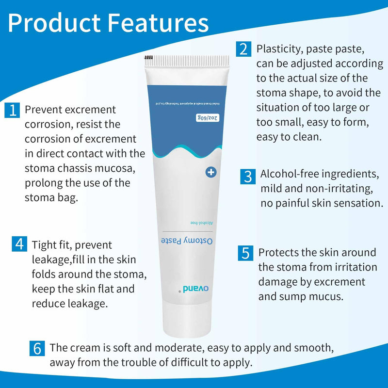 [Australia] - Ostomy Paste, Alcohol-Free Skin Barrier Ostomy Paste, Stoma Care Supplies Osotmy Supplies Accessories,Ostomy Bag Protect Skin Barrier Adhesive & Filler-2.1 Ounce Tube 