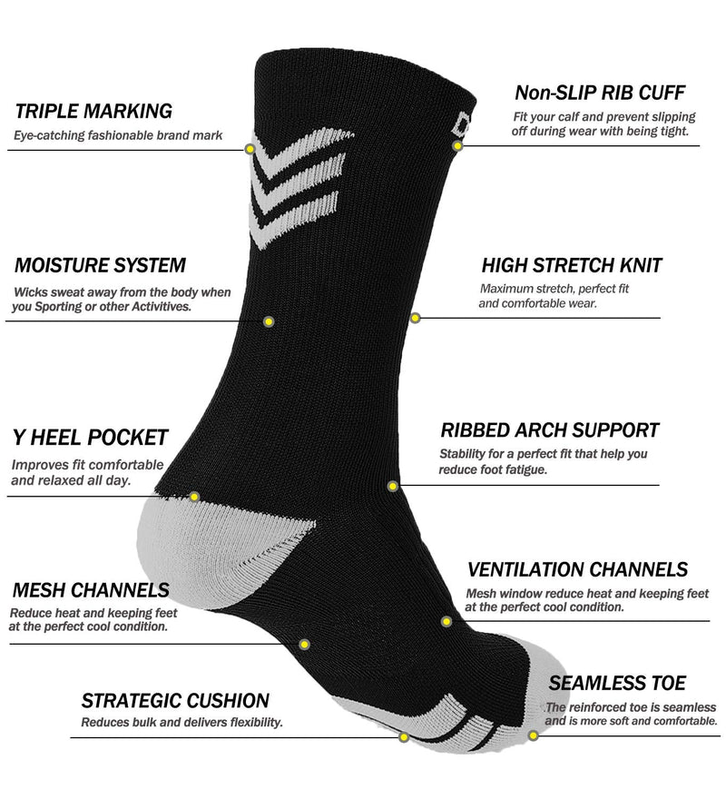 DOVAVA Dri-tech Compression Crew Socks (4/6 Pairs), Comfort Boost Circulation Large-X-Large Black (4 Pairs)