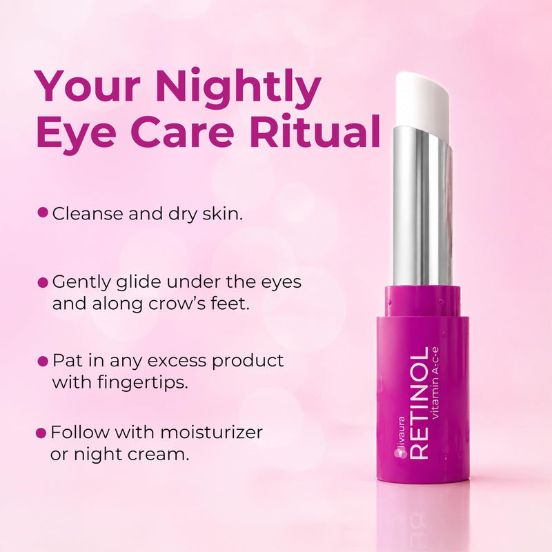 LIVAURA Retinol Eye Stick for Women - Anti-Aging Under Eye Treatment Balm | On-the-go eye stick that hydrates, brightens and smooths fine lines around the eyes - vitamin A, C and E anti-aging balm